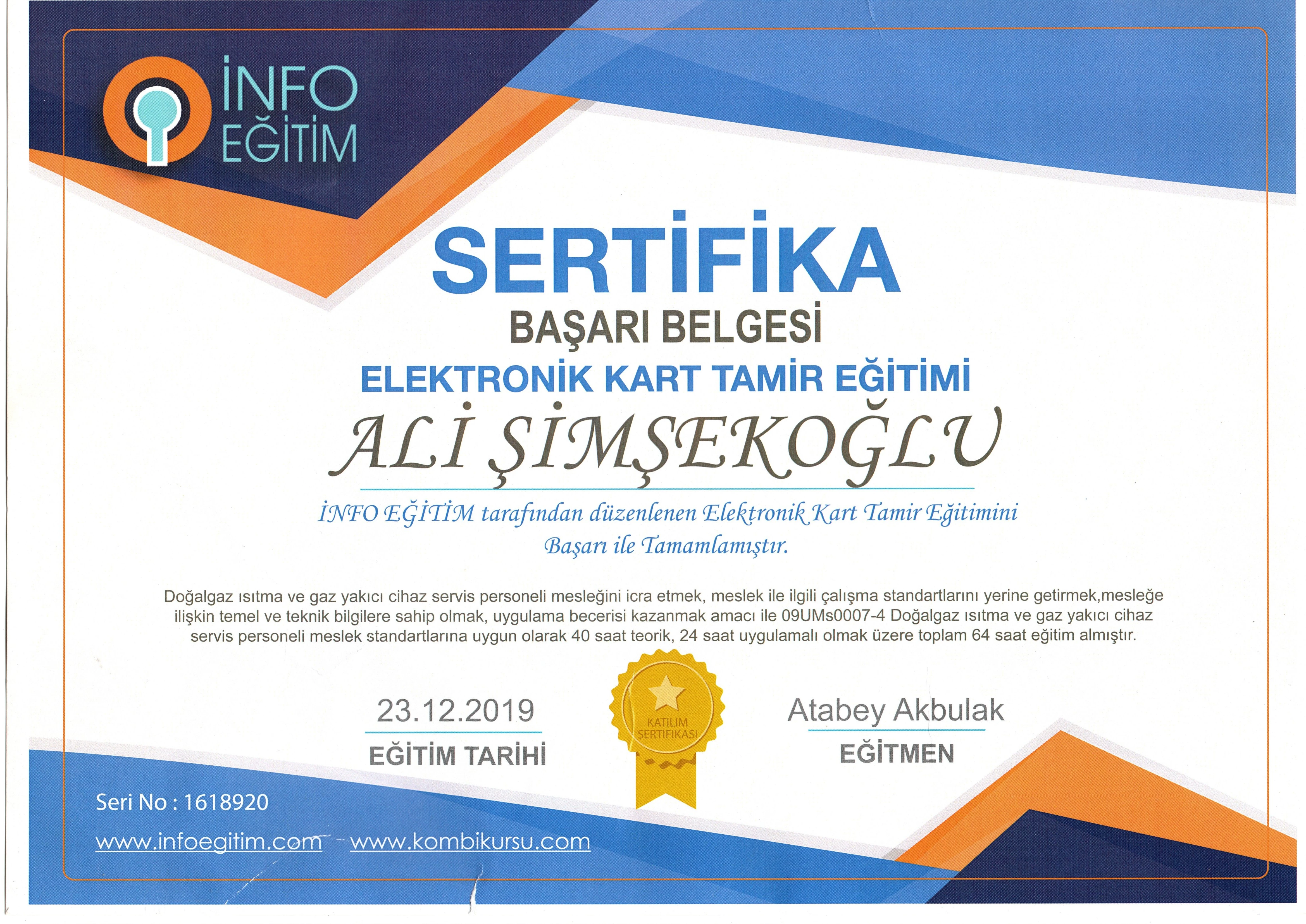 Elektronik Kart Tamir Eğitimi Sertifikası - Şimşek Teknik
